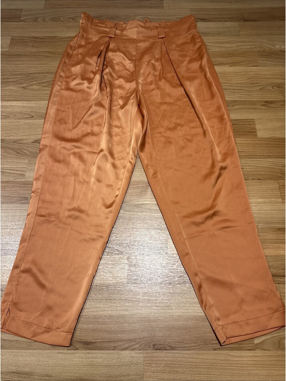Rachel Zoe Women's L Orange Sateen Paper bag Pullon Pants Designer